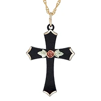 Black Hills Gold Rose Womens Cross 18 Inch Pendant Necklace