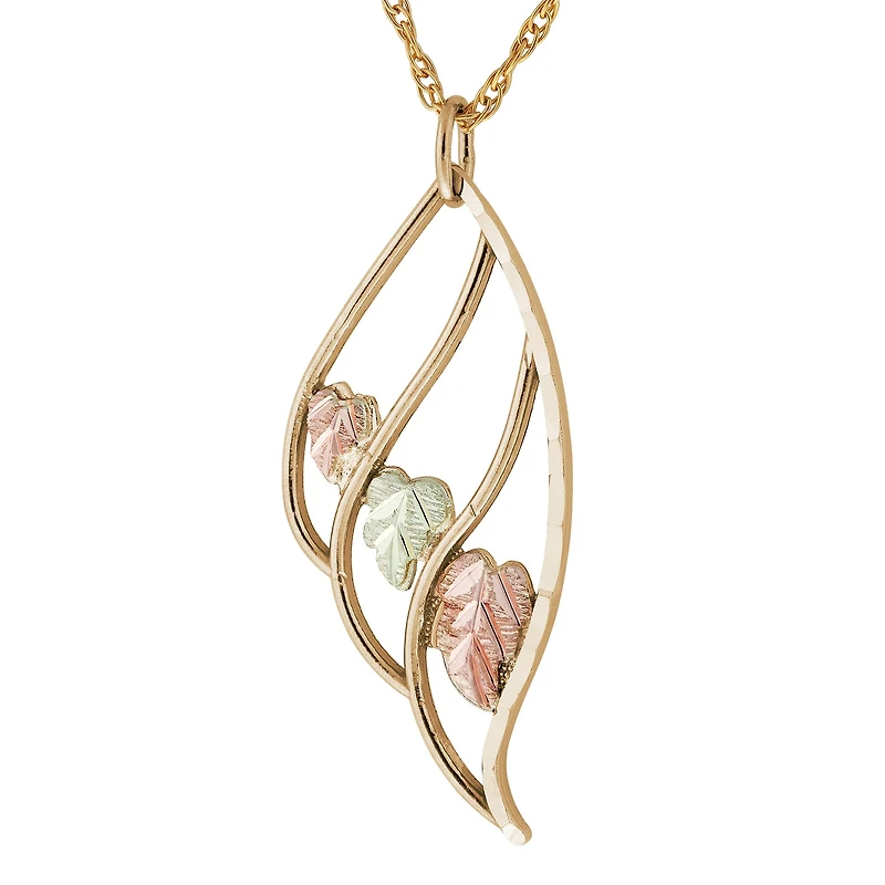 Black Hills Gold Womens 10K Tri-Color Gold Flower 18 Inch Pendant Necklace