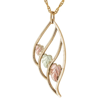 Black Hills Gold Womens 10K Tri-Color Gold Flower 18 Inch Pendant Necklace