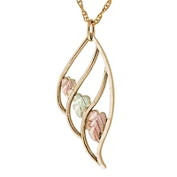Black Hills Gold Womens 10K Tri-Color Gold Flower 18 Inch Pendant Necklace