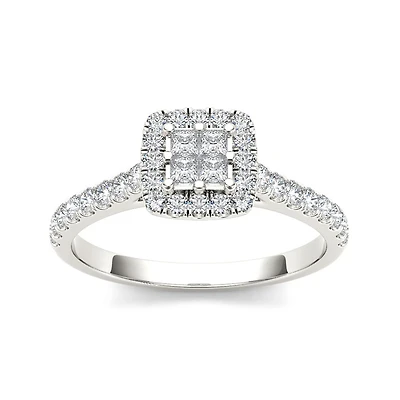 1/2 CT.T.W. Natural Diamond 10K White Gold Engagement Ring