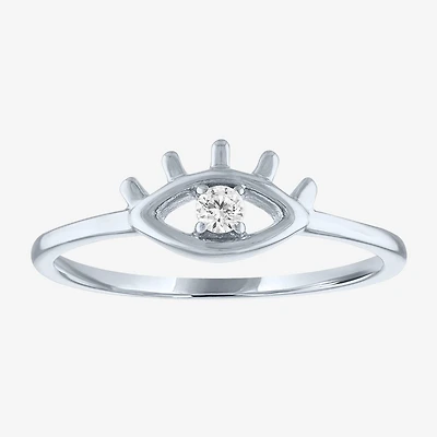 Diamond Addiction (G-H / Si2-I1) Womens Accent Lab Grown White 10K Gold Evil Eye Stackable Ring