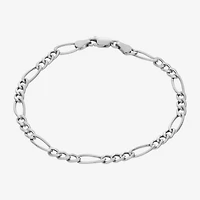 Made In Italy Womens Sterling Silver 7.25 Inch Hollow Figaro Chain Bracelet