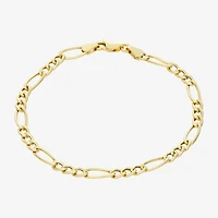 Made In Italy Womens 14K Gold Over Silver 7.25 Inch Hollow Figaro Chain Bracelet