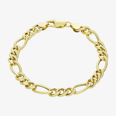 Made In Italy Mens 14K Gold Over Silver 8 1/2 Inch Hollow Figaro Chain Bracelet