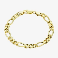 Made In Italy Mens 14K Gold Over Silver 8 1/2 Inch Hollow Figaro Chain Bracelet