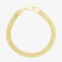 Made In Italy Womens 14K Gold Over Silver 7.25 Inch Solid Link Chain Bracelet