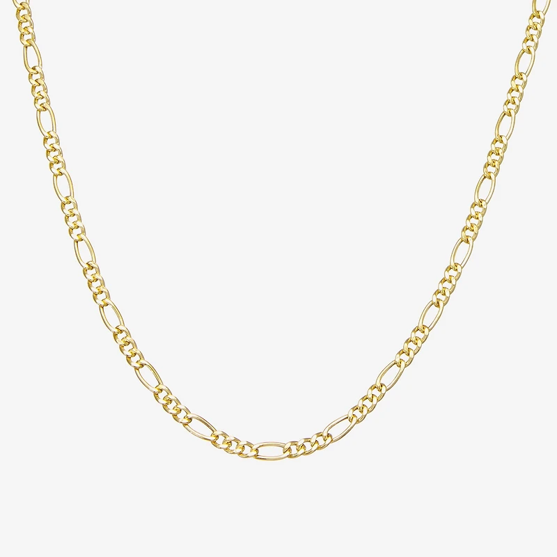 Made Italy Womens 14K Gold Over Silver 18 Inch Figaro Chain Necklace