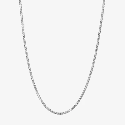 Made Italy Womens Sterling Silver 18 Inch Box Chain Necklace