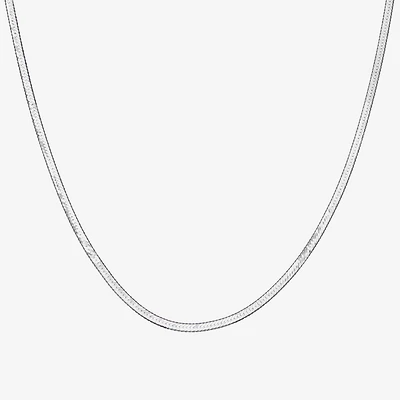 Made In Italy Womens Sterling Silver Inch Herringbone Chain Necklace
