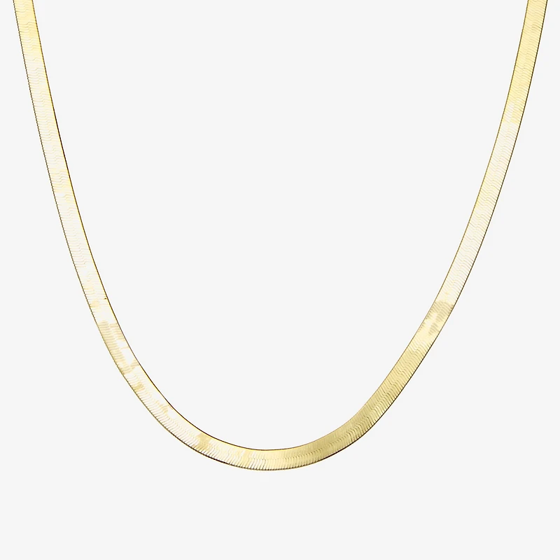 Made Italy Womens 14K Gold Over Silver 18 Inch Herringbone Chain Necklace