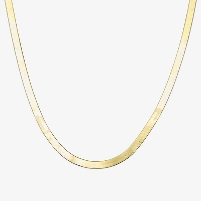 Made Italy Womens 14K Gold Over Silver 18 Inch Herringbone Chain Necklace