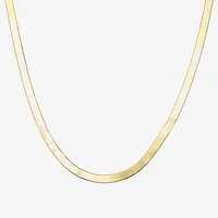 Made Italy Womens 14K Gold Over Silver 18 Inch Herringbone Chain Necklace