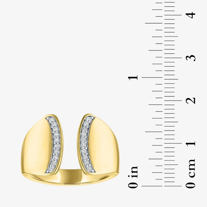 Diamond Addiction Bold Open Edge Womens 1/10 CT. T.W. Natural White Diamond 14K Gold Over Silver Band