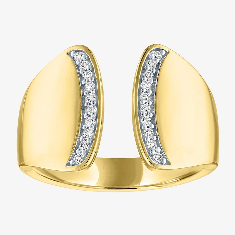 Diamond Addiction Bold Open Edge Womens 1/10 CT. T.W. Natural White Diamond 14K Gold Over Silver Band