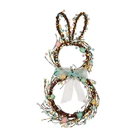Glitzhome Nordic Frost 24.5" Easter Bunny Shaped Wreath