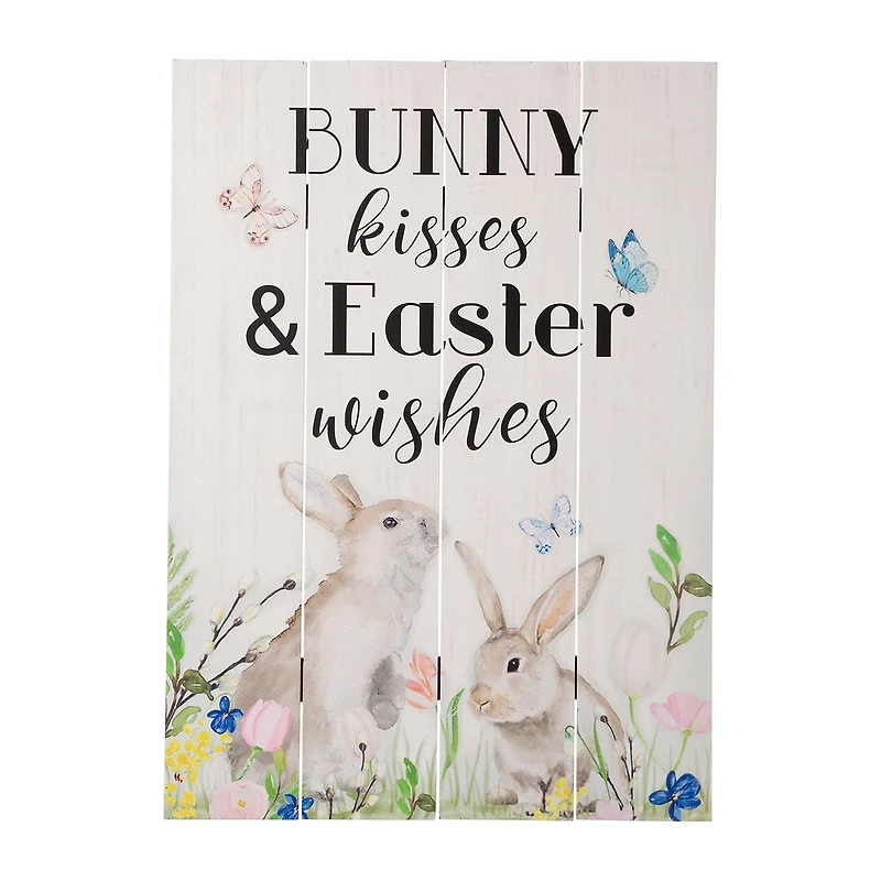 Glitzhome 18" Easter Wooden Bunny Wall Sign