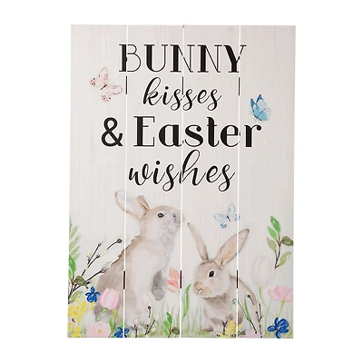 Glitzhome 18" Easter Wooden Bunny Wall Sign
