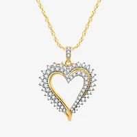 Womens 1 CT. T.W. Natural White Diamond 10K Gold Heart 18 Inch Pendant Necklace