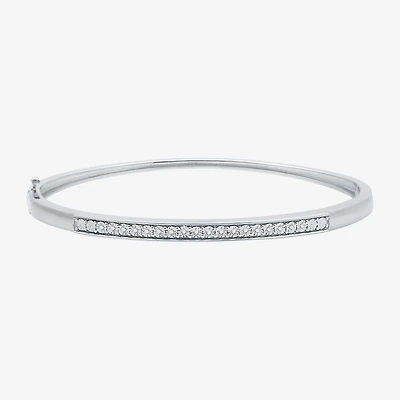 Womens 1/10 CT. T.W. Natural White Diamond Sterling Silver Bangle Bracelet