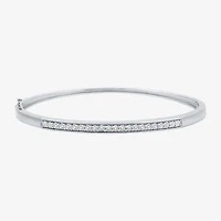 Womens 1/10 CT. T.W. Natural White Diamond Sterling Silver Bangle Bracelet