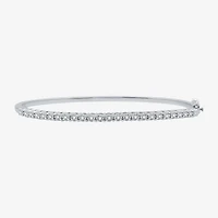 Womens 1/4 CT. T.W. Natural White Diamond Sterling Silver Bangle Bracelet