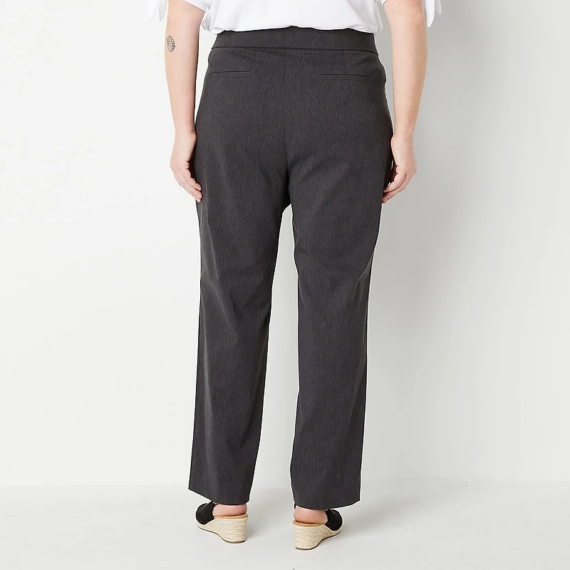 Liz Claiborne Womens Straight Mid Rise Pull-On Pant