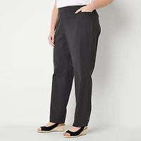 Liz Claiborne Womens Straight Mid Rise Pull-On Pant