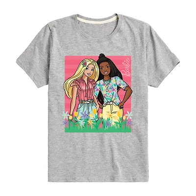 Big Kid Girls Crew Neck Short Sleeve Classic Fit Barbie Graphic T-Shirt