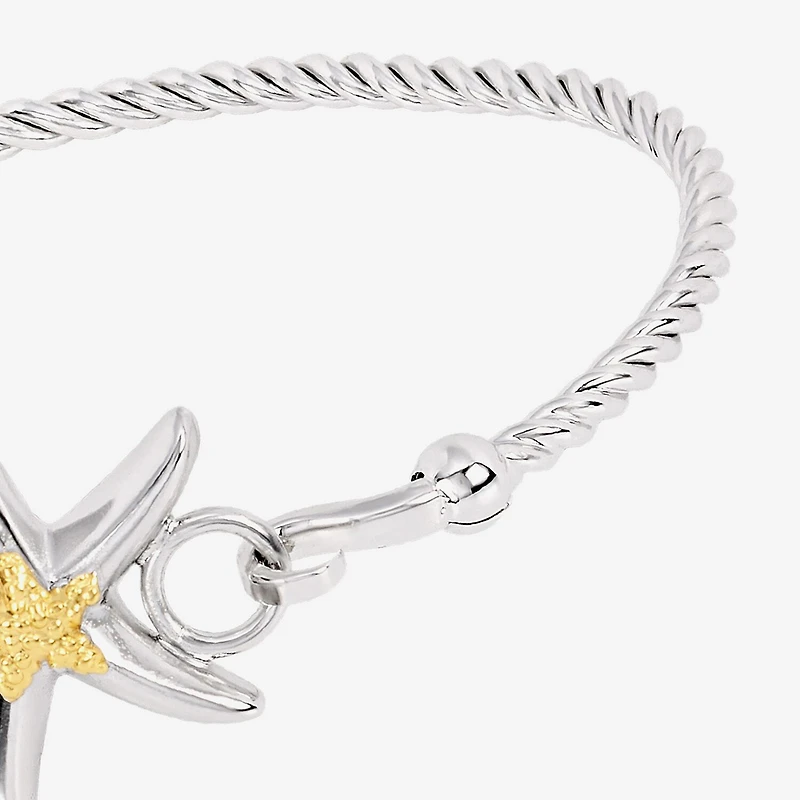 Silver Reflections Starfish Womens Pure Silver Over Brass Bangle Bracelet