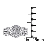 1/7 CT.T.W. Natural Diamond Sterling Silver Bridal Ring Set