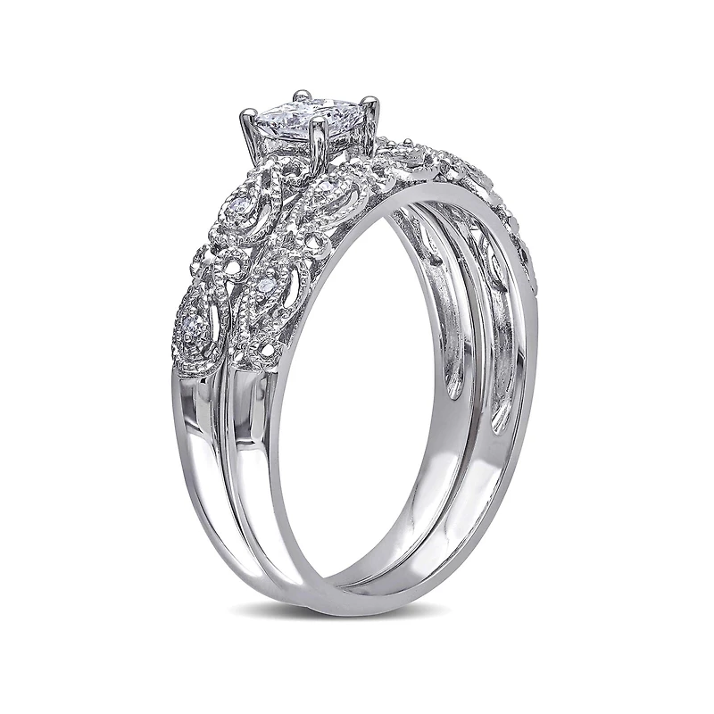 1/3 CT.T.W. Natural Diamond 10K White Gold Bridal Ring Set