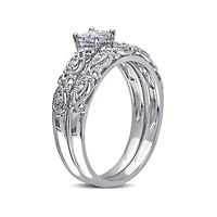 1/3 CT.T.W. Natural Diamond 10K White Gold Bridal Ring Set