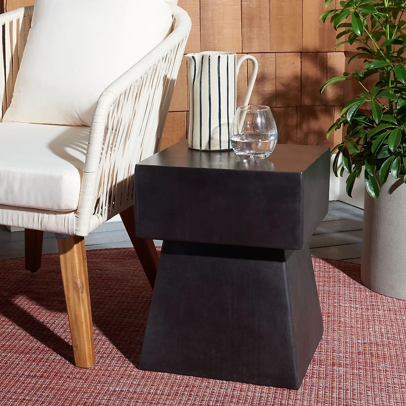 Safavieh Zen Patio Side Tables Weather Resistant Cement Side Table