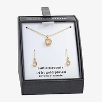 Sparkle Allure Womens Champagne Cubic Zirconia 14K Gold Over Brass Round 2-pc. Jewelry Set