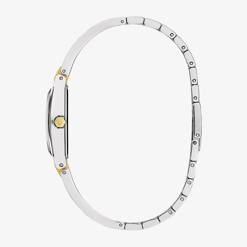 Bulova Modern Gemini Womens Diamond Accent Two Tone Stainless Steel Bangle Watch 98p218