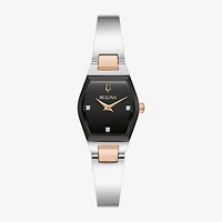 Bulova Modern Gemini Womens Diamond Accent Silver Tone Stainless Steel Bangle Watch 98p216