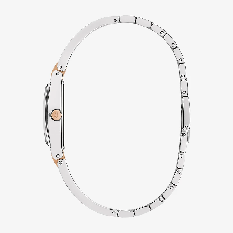 Bulova Modern Gemini Womens Diamond Accent Silver Tone Stainless Steel Bangle Watch 98p216
