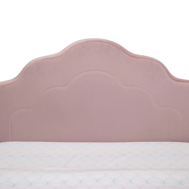 Upholstered Platform Twin Toddler Bed in Velvety Pink