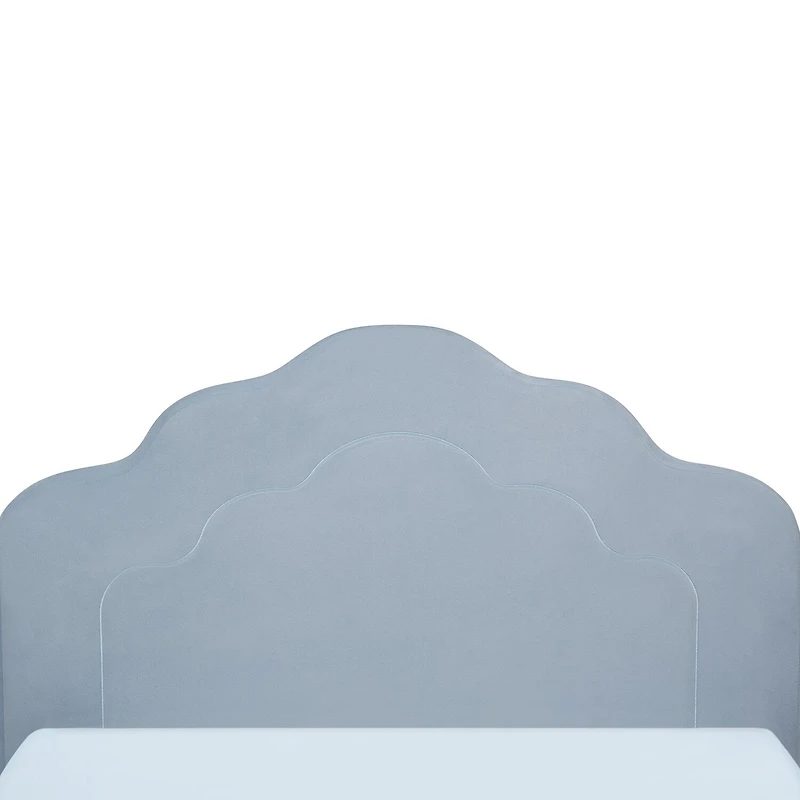 Upholstered Platform Twin Toddler Bed in Velvety Sea Breeze