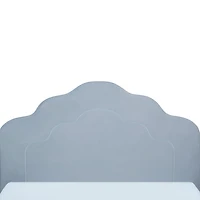 Upholstered Platform Twin Toddler Bed in Velvety Sea Breeze