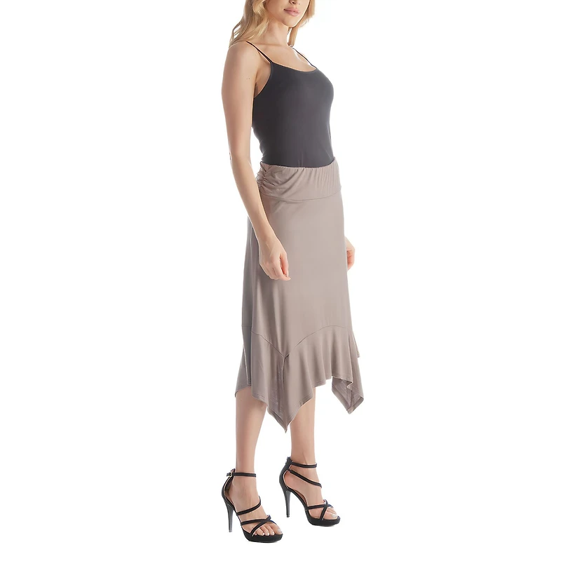24seven Comfort Apparel Womens Mid Rise Midi A-Line Skirt