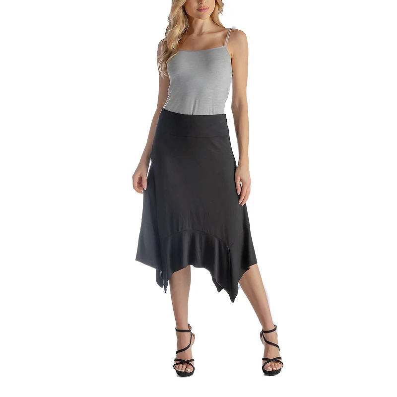24seven Comfort Apparel Womens Mid Rise Midi A-Line Skirt