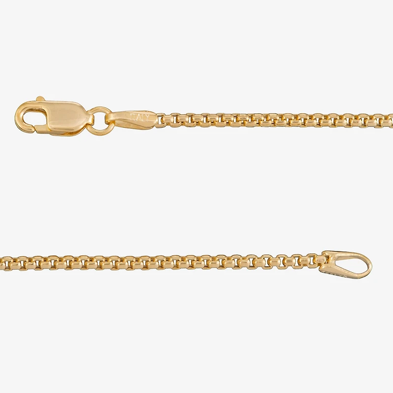 Made Italy 14K Gold 20 - 22 Inch Hollow Box Chain Necklace