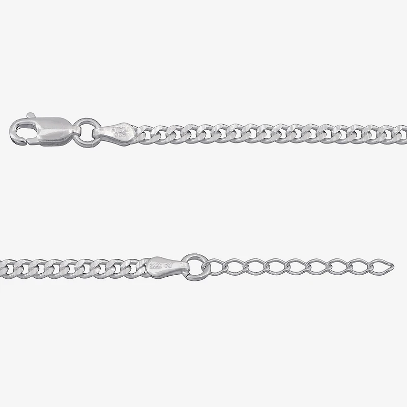Made in Italy Womens Sterling Silver 9 Inch Solid Curb Ankle Bracelet
