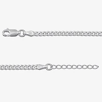 Made in Italy Womens Sterling Silver 9 Inch Solid Curb Ankle Bracelet