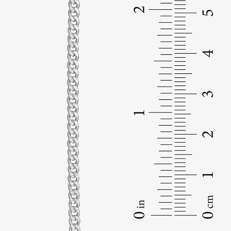 Made in Italy Womens Sterling Silver 9 Inch Solid Curb Ankle Bracelet