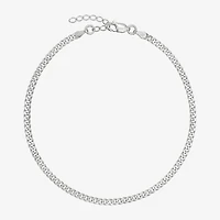 Made in Italy Womens Sterling Silver 9 Inch Solid Curb Ankle Bracelet