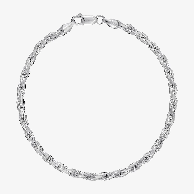 Made in Italy Unisex Adult Sterling Silver 8 1/2 Inch Solid Rope Chain Bracelet