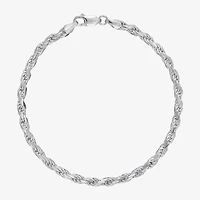 Made in Italy Unisex Adult Sterling Silver 8 1/2 Inch Solid Rope Chain Bracelet
